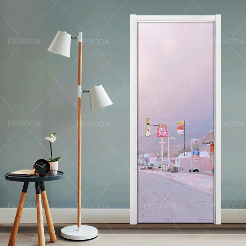 

Водонепроницаемая самоклеящаяся наклейка на дверь и дверь, декоративная самоклеящаяся наклейка из ПВХ для обновления дорог, пейзажа, спаль...