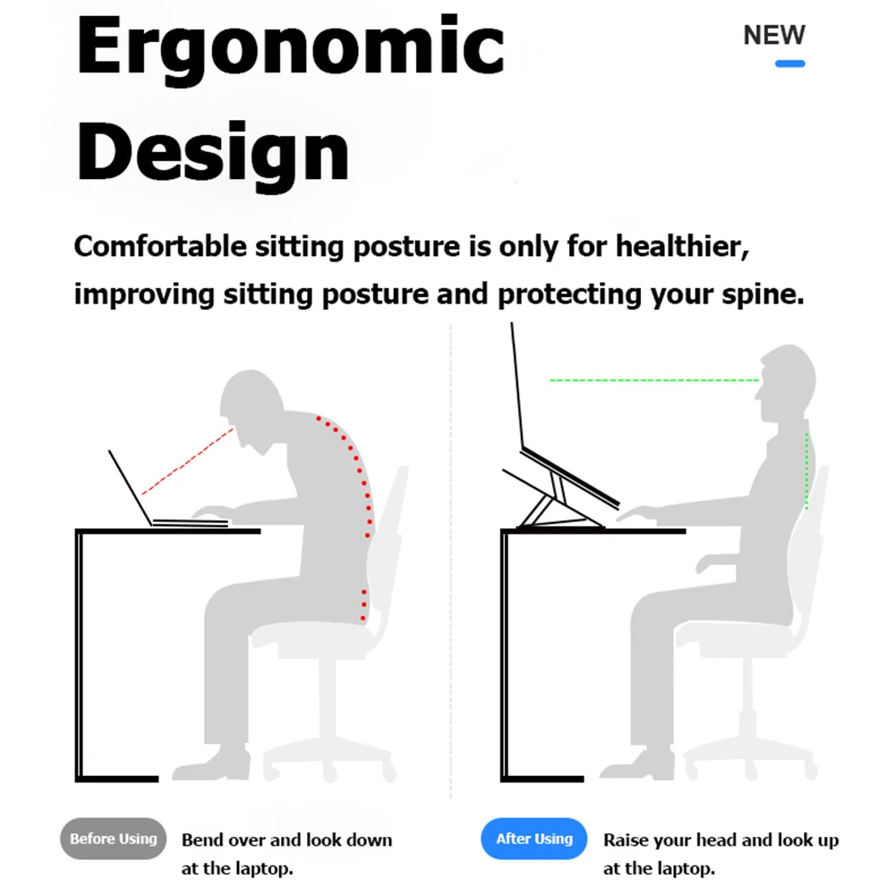 

Laptop Stand Portable 6+9 Levels Double Layer Height Adjustable Aluminum Foldable Laptop Holder Raise Laptop to Eye Level