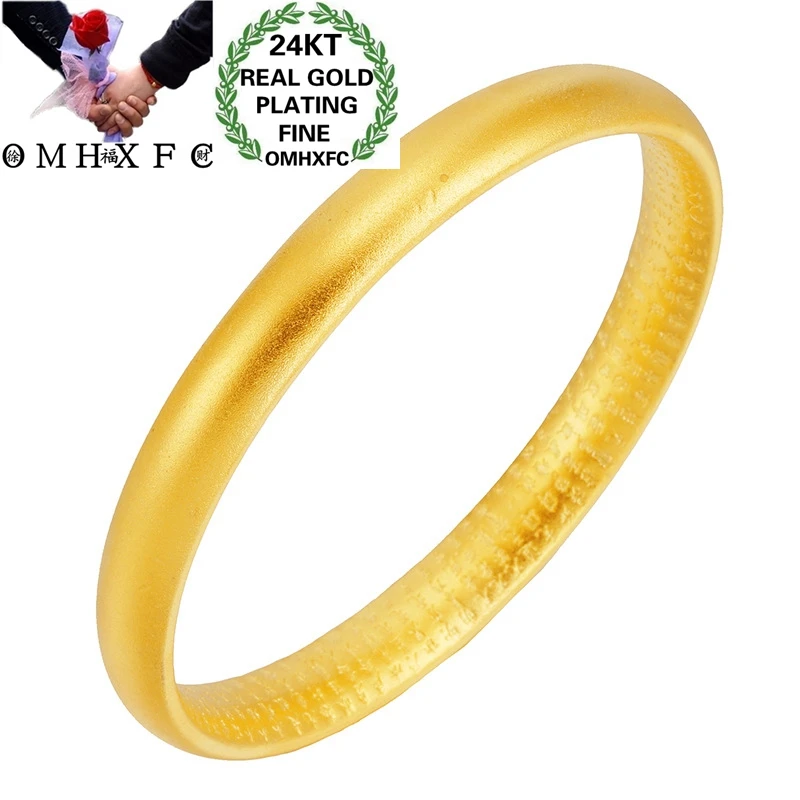 

OMHXFC Wholesale BE402 European Fashion Hot Fine Woman Mother Party Birthday Wedding Gift Simple Blank 24KT Gold Bracelet Bangle