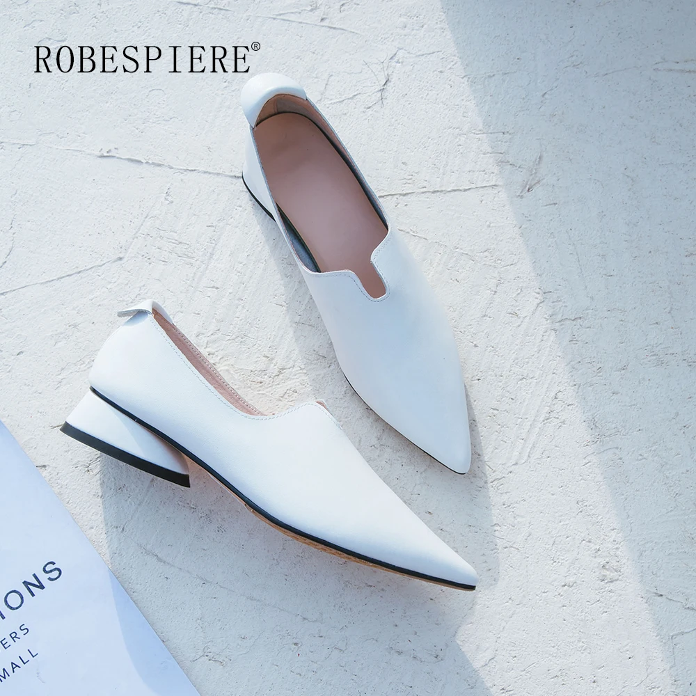 Женские туфли-лодочки на низком каблуке ROBESPIERE повседневные модельные туфли из