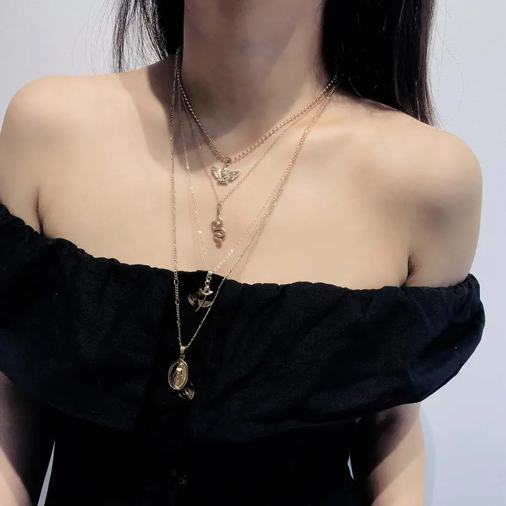 Женское многослойное ожерелье Mary Jesus розовое колье с цепочкой 2019 | Украшения и