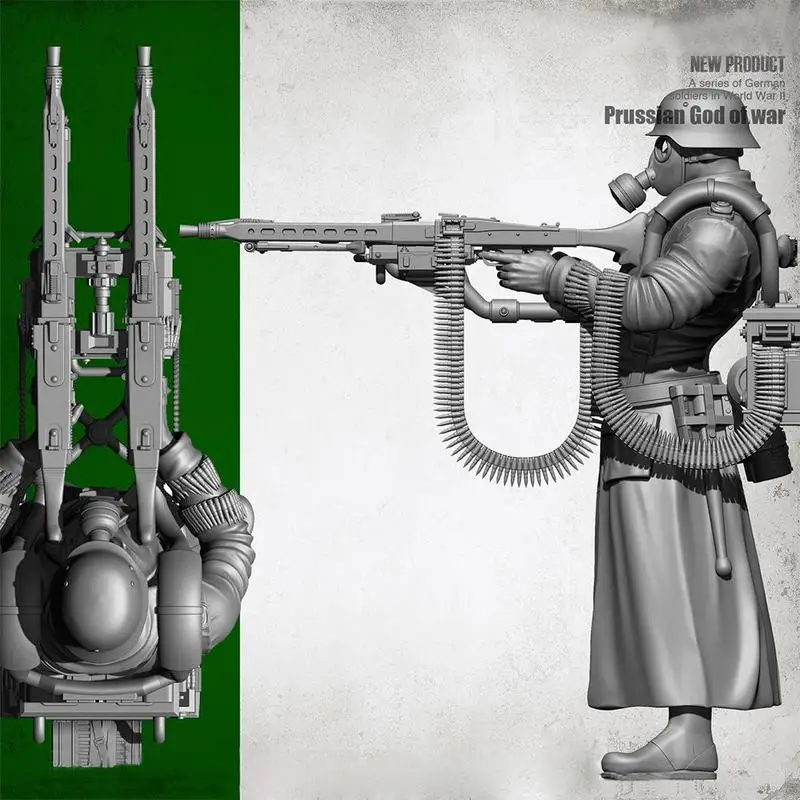 1/35 супер война немецкий супер двойной пистолет солдат полимерная модель мальчик моделирование военная игра модель игрушка противогаз двойной пулемет