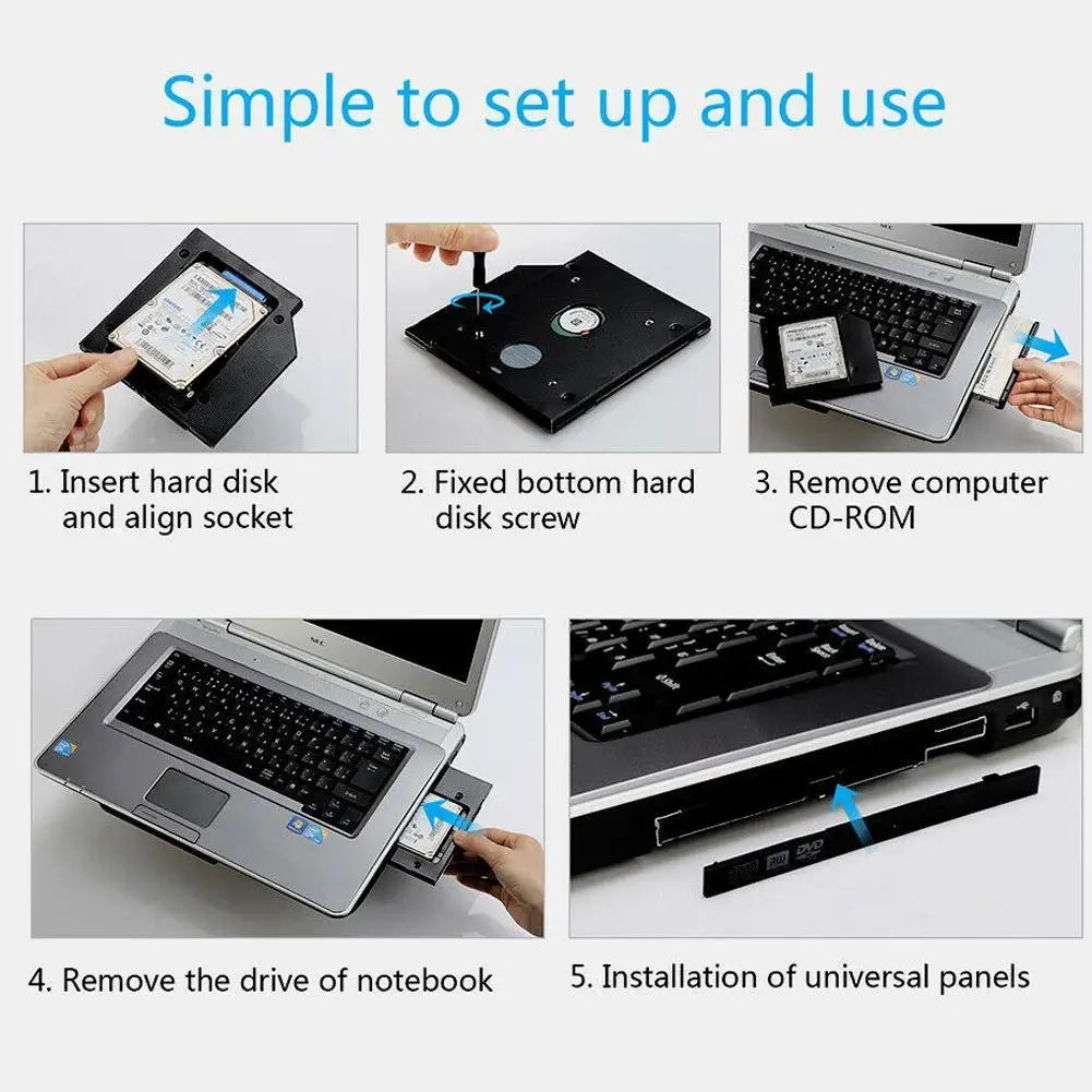 2nd HDD Caddy 9,5 мм SATA на SATA 3,0 для 2," 2 ТБ SSD Корпус HDD жесткий диск Корпус для ноутбука нечетный DVD-ROM Оптический отсек