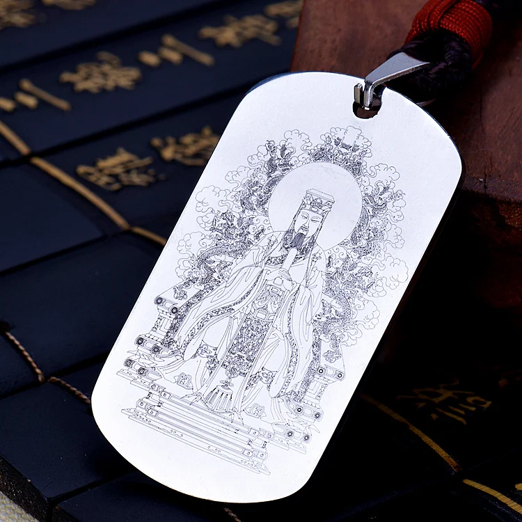 

Kaiguang Taoist jewelry, jade emperor pendant titanium steel necklace Taoist Amulet Pendant