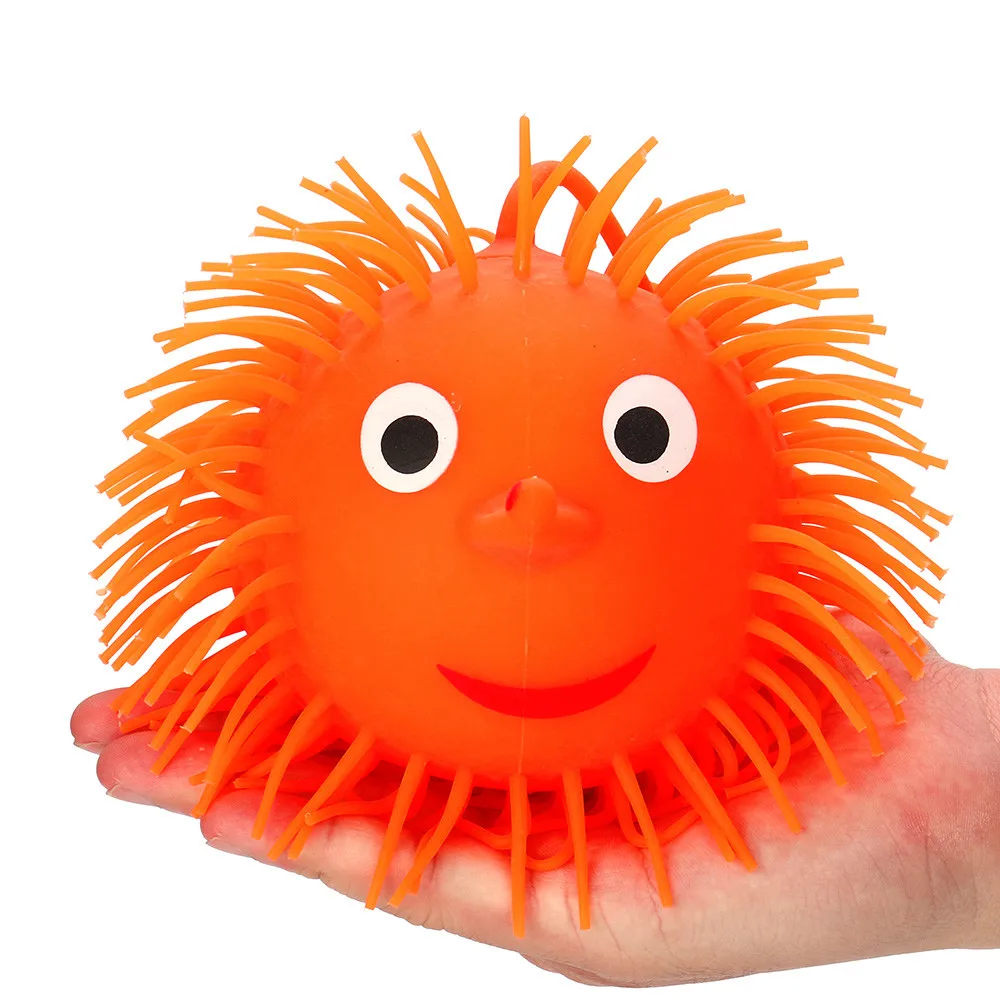 

Flashing Puffe Ball Squeezable Stress Squish Toy Decompression Smiley Hedgehog Puffer Ball Special Needs For Autism Juguete