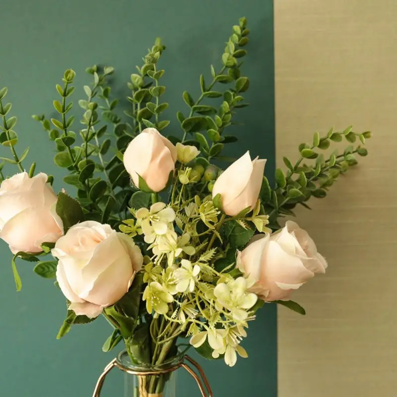 

Artificial Rose Bouquet Decoration For Room Patio House Office Wedding Bouquet Table Flowers Arrangement Bouquet Decor