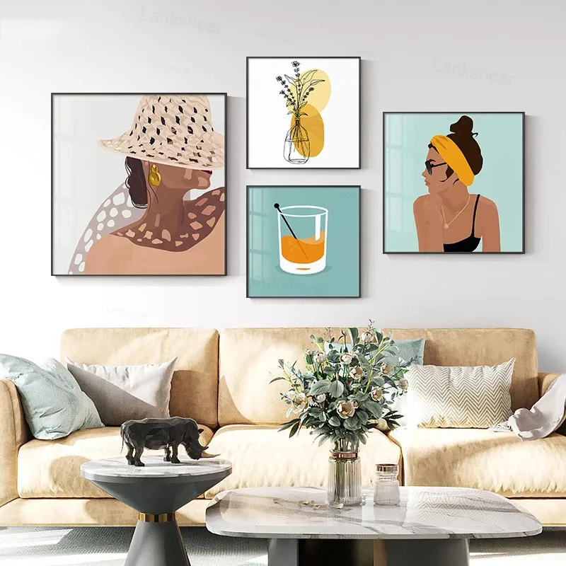 Современные Сексуальные женские летние поп-холщовые постеры картины для декора