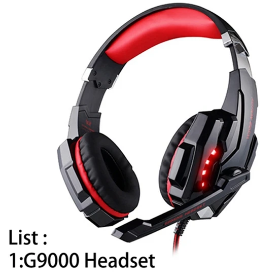RED G9000 KOTION каждый шлем светодиодный свет Игровые наушники с микрофоном для компьютера стерео гарнитура ПК и игровая мышь мыши колодки - Цвет: RED G9000