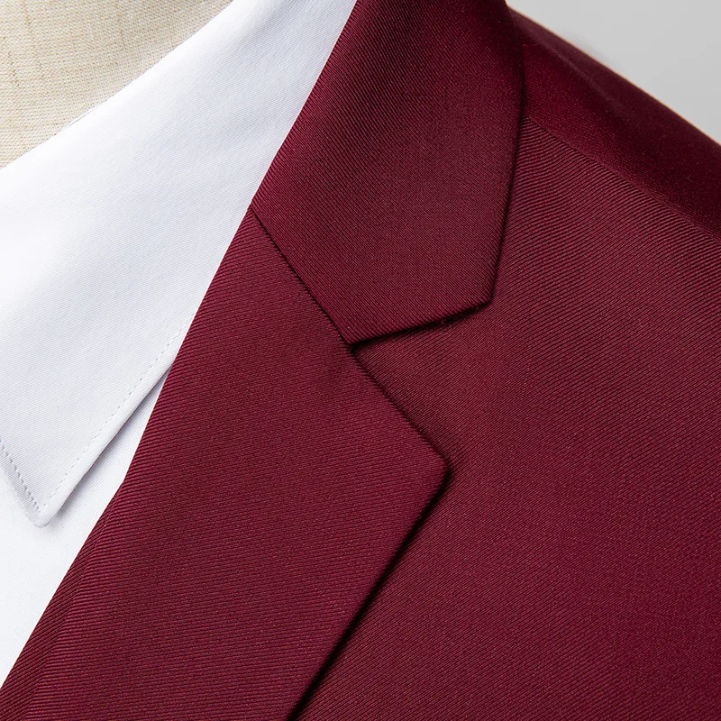 

2020 Male Wedding Prom Suit Slim Fit Burgundy Suit Business Formal Men Costume Best Man Suits 2Pcs Set (Jacket+Pants) 5XL TZ113
