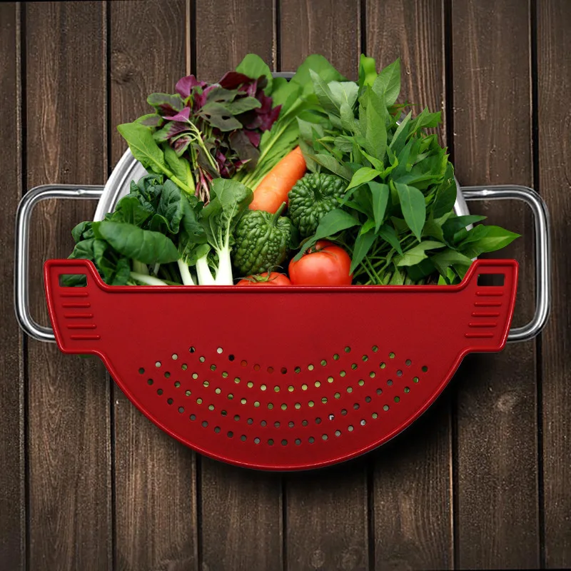 

Home kitchen PlasticStretch Drain Tool Pot Edge Water Filter Soup Funnel Silicone Liquid Diversion Drainer strainer
