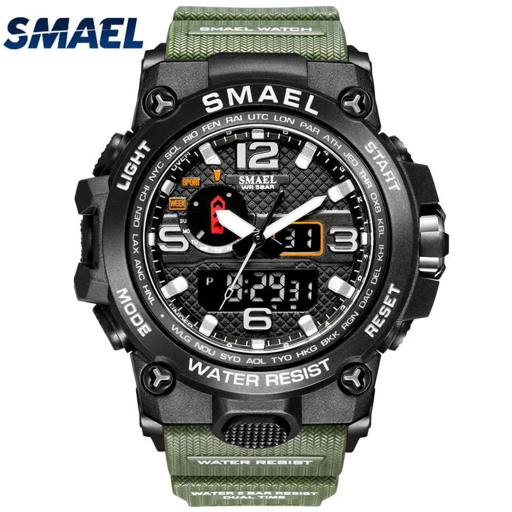 Часы SMAEL мужские спортивные светодиодсветодиодный Будильник с датой цвет