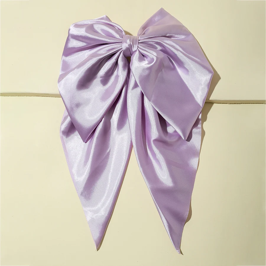 

Spring New French Big Bow Hair Rope Hair Clip For Women Hair Accessories Purple Pink Hair Bow with Clip Ornament Headdress