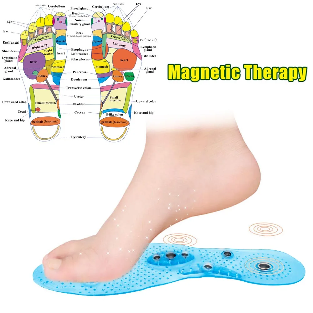 

Unisex Magnetic Massage Insoles Foot Acupressure Shoe Pads Therapy Slimming Insoles for Weight Loss Transparent