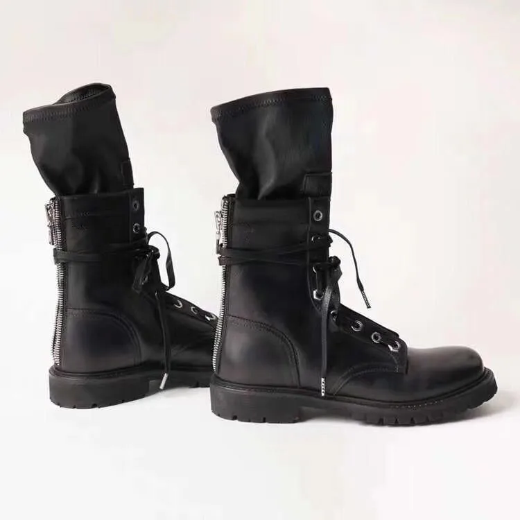 Botas Mujer осенние носки Армейские сапоги Для женщин кожаный бурдюк Feminina дамские
