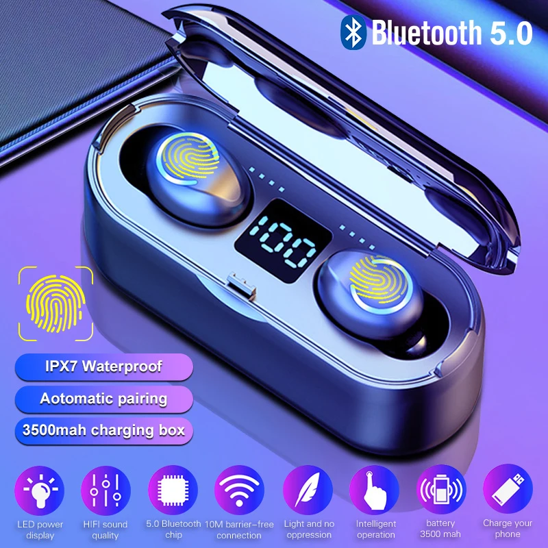 F9 8 Bluetooth 5 0 наушники вкладыши TWS с сенсорным незаметные стерео спортивные