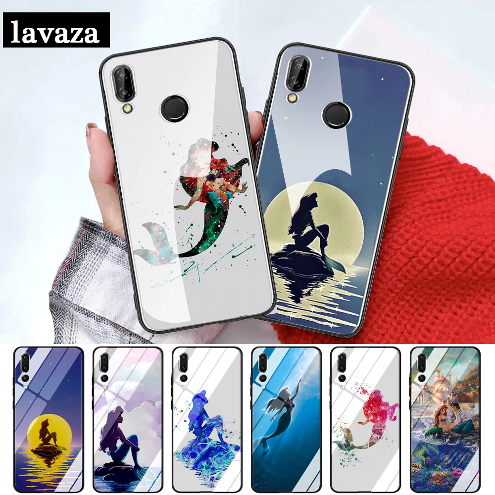 Стеклянный чехол Ariel little mermaid для Huawei P10 P20 P30 Lite Pro P Smart Y6 Prime Y9 Mate 20 Honor 7A 8X 9 10