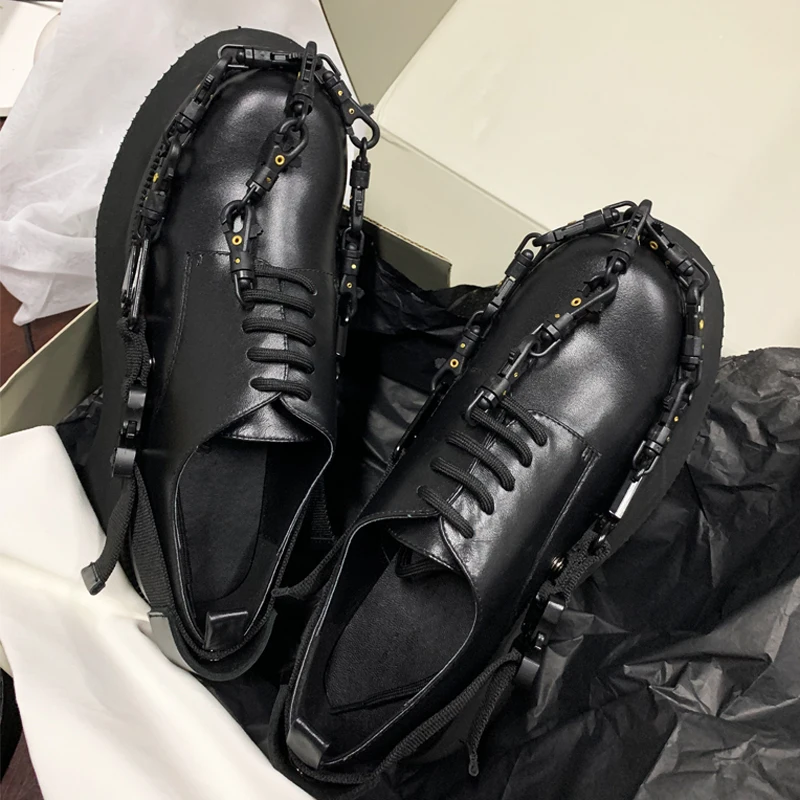 

Womens Lolita Lace Up Round Toe Gothic Punk Platform Belt Buckle Chains Shoes Creepers Japanese Harajuku Cosplay Wedge HeelMA1