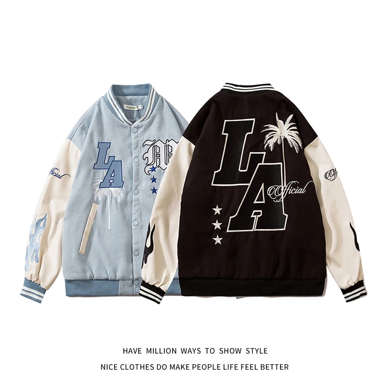 

2021 New Autumn Letter Embroid Patchwork Women's Baseball Varsity Jacket Unisex Men's Bomber Coat Campus High Street Hip Hop