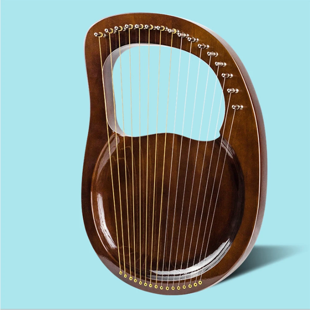 

Lyre Harp 16 металлических струн, медное седло, красное дерево Lyre Harp с вольфрамовым ключом, экстрактные струны, ручные медиаторы HP05