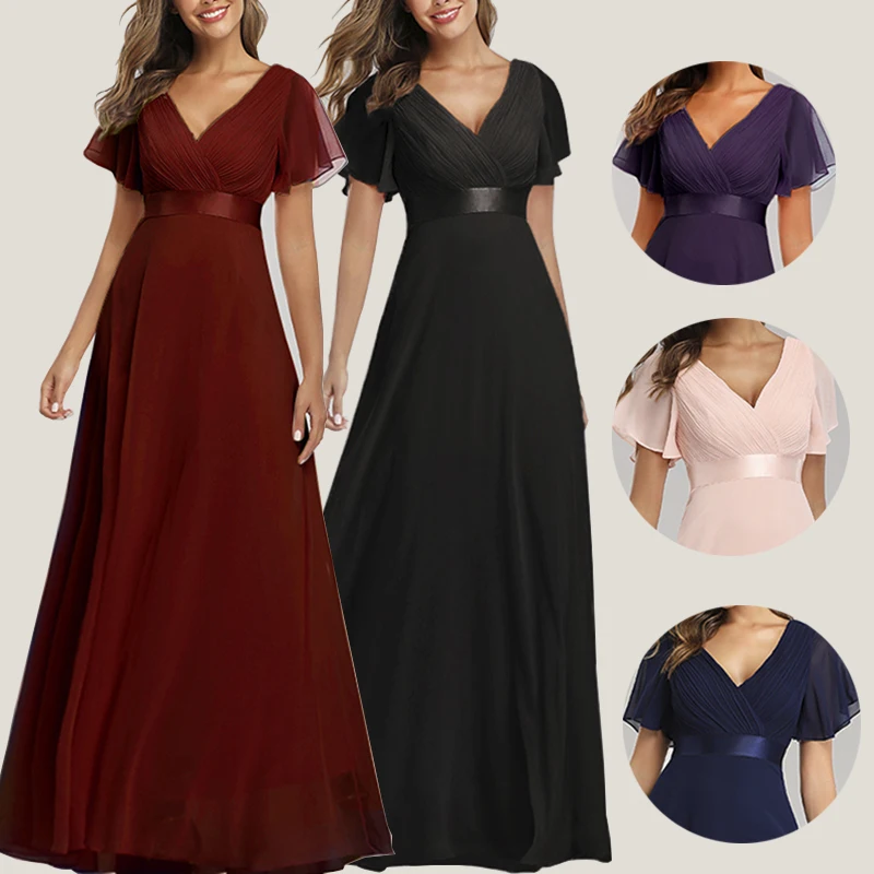 Женское шифоновое платье трапециевидной формы элегантное вечернее макси с