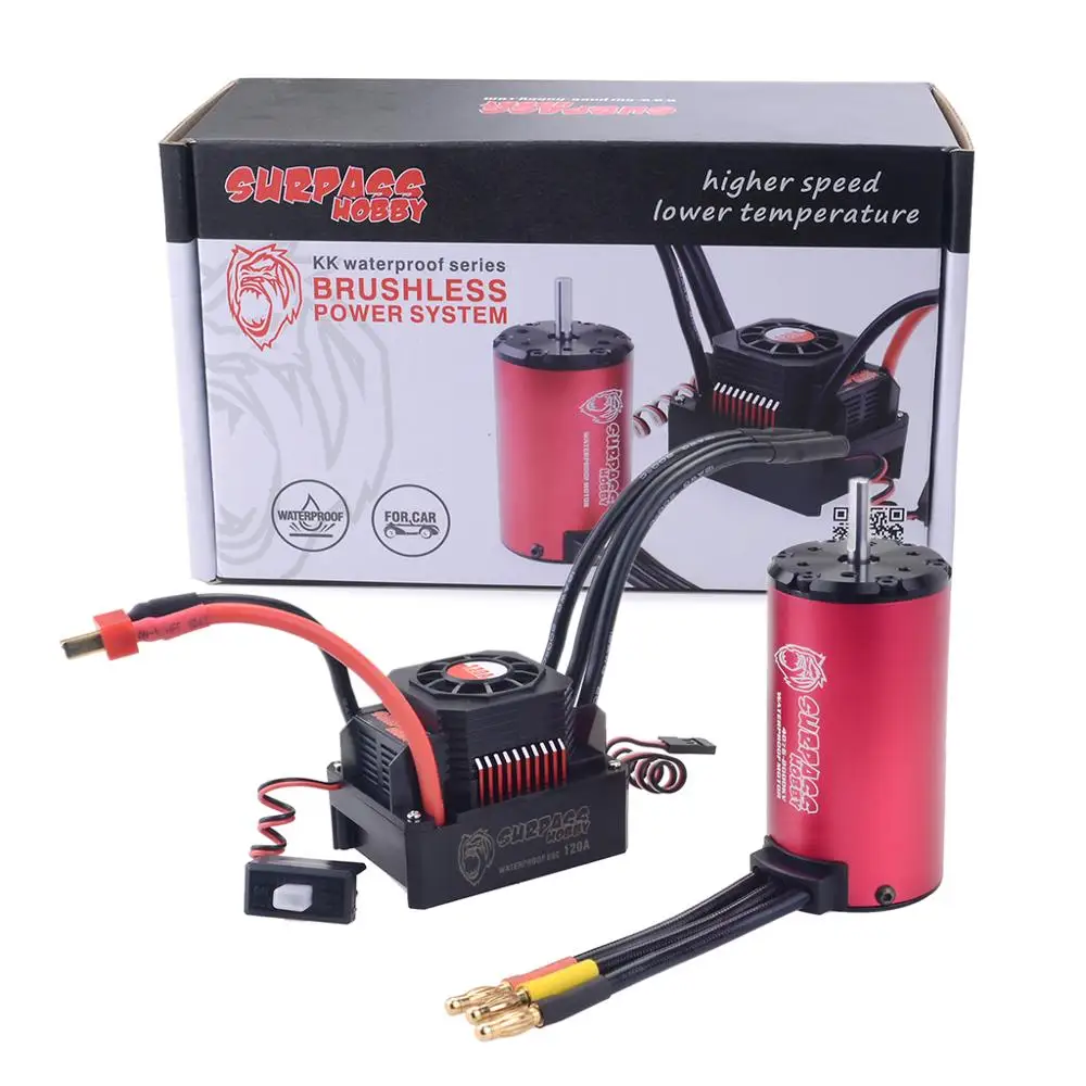 Surpass Hobby KK Waterproof ESC Brushless Motor Combo 4076 1350/1500/2000/2250KV with 120A for 1/8 RC Car Drift Racing | Игрушки и хобби