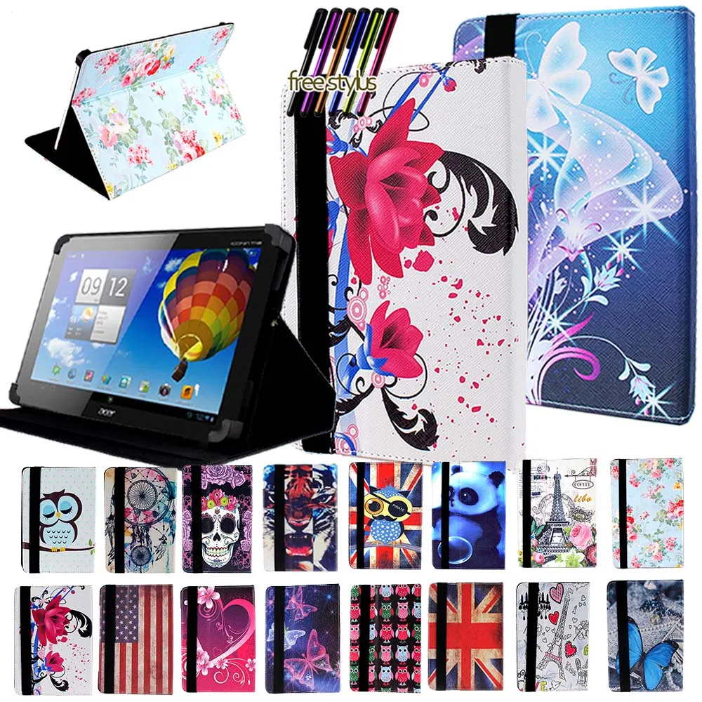 

Universal Case for 7"/8"/10" Acer Iconia Tab Ultra-thin Leather Anti-shock Anti-fall Tablet Smart PU Leather Folding Case+Stylus