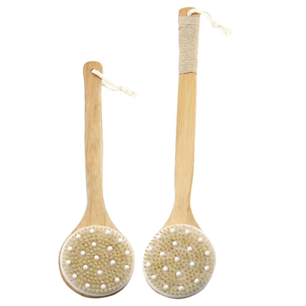 

100% Natural Bristle Body Brush Brush Anti-slip Long Handled Massager Firm
