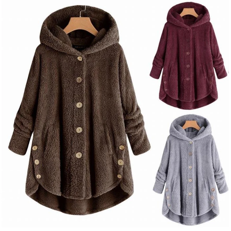 Женское пальто большого размера из искусственного меха длинное пушистое с