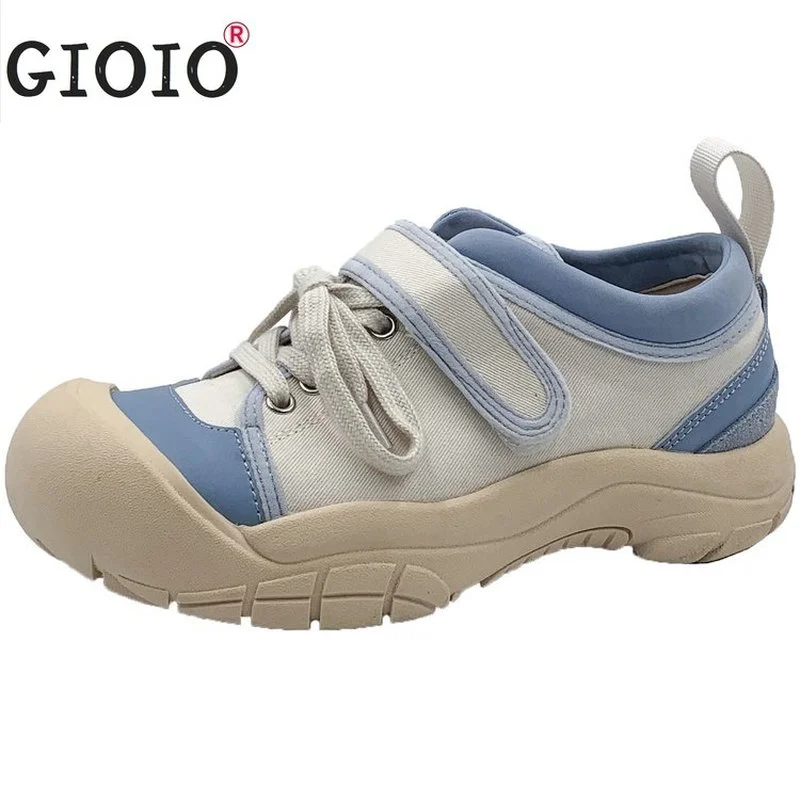 

2021 Women Platform Sneakers Autumn Women's shoes Canvas Shoes Ladies Fashion Velcro Big Toe Shoes Female Casual Singles Shoes