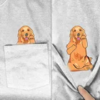 Забавная белая футболка из чистого хлопка, с карманами, золотистый ретривер, средний палец, 3D принт, модная летняя, крутая, Повседневная футболка в стиле Харадзюку