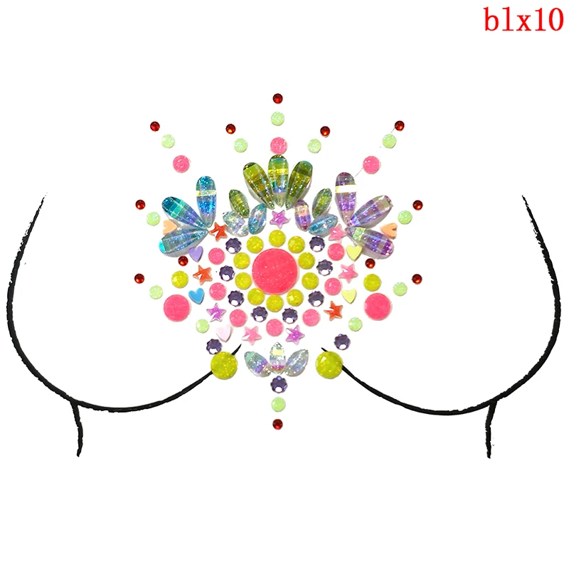 1 шт. блестящие украшения наклейки на грудь тату в стиле бохо 3D кристалл боди арт