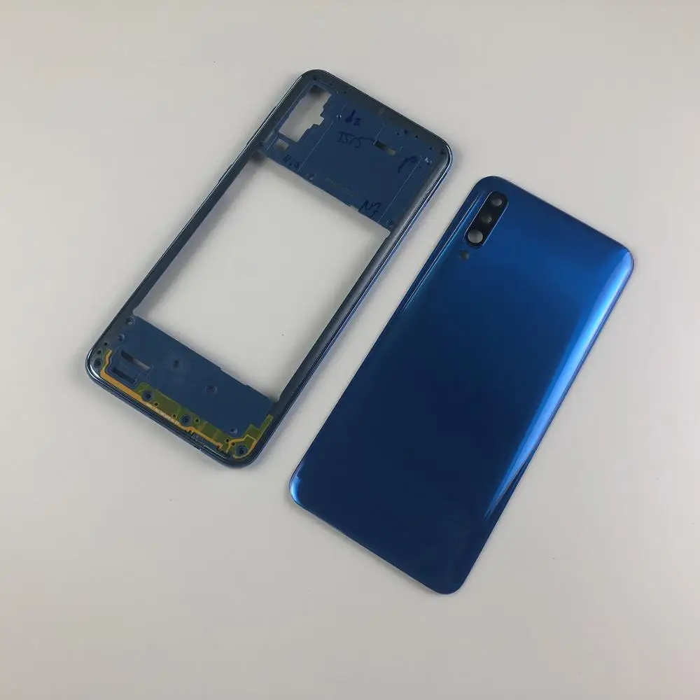 Для samsung Galaxy A50 A505 A505F A505DS корпус средняя рамка Крышка+ задняя крышка батареи задняя крышка+ крышка объектива камеры+ логотип
