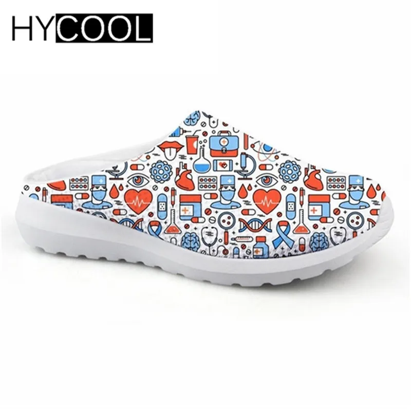 HYCOOL женские спортивные сандалии с принтом медсестры из мультфильма женские спортивные шлепанцы из сетчатого материала на плоской подошве; дышащая женская обувь на плоской подошве; коллекция года; zapatos mujer - Цвет: H9445CA