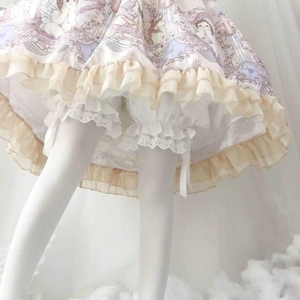 

Sweet Girl Lolita Bottoming Shorts Bloomers Cotton Comfortable Safety Underwear Shorts Lace Bowknot Women Pumpkin Shorts Cute