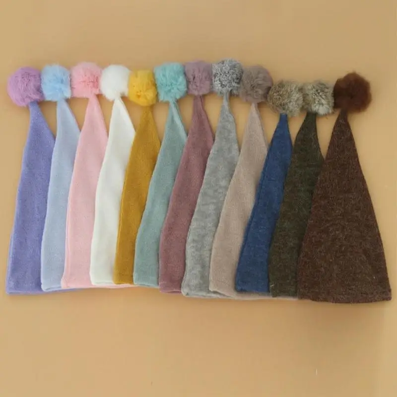 

Newborn Photography Props Knit Fur Ball Newborn Hat Baby Cap Photography Photo Studio Hat Baby Beanie Props O6A9