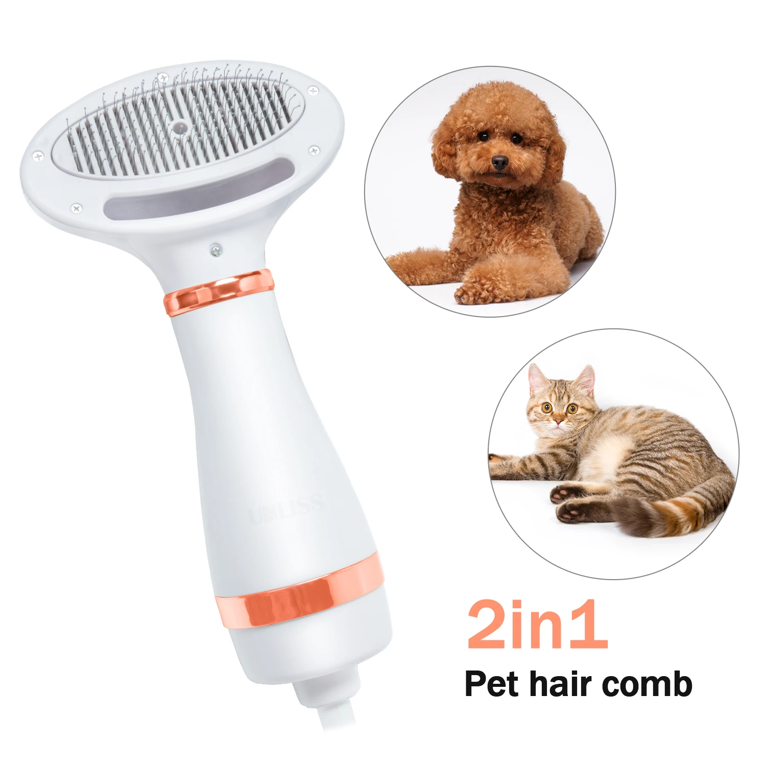 

Portable Pet Dog Dryer Dog Hair Dryer Comb Brush Cat Hair Comb Dog Fur Blower Adjustable Temperature Pet Brush