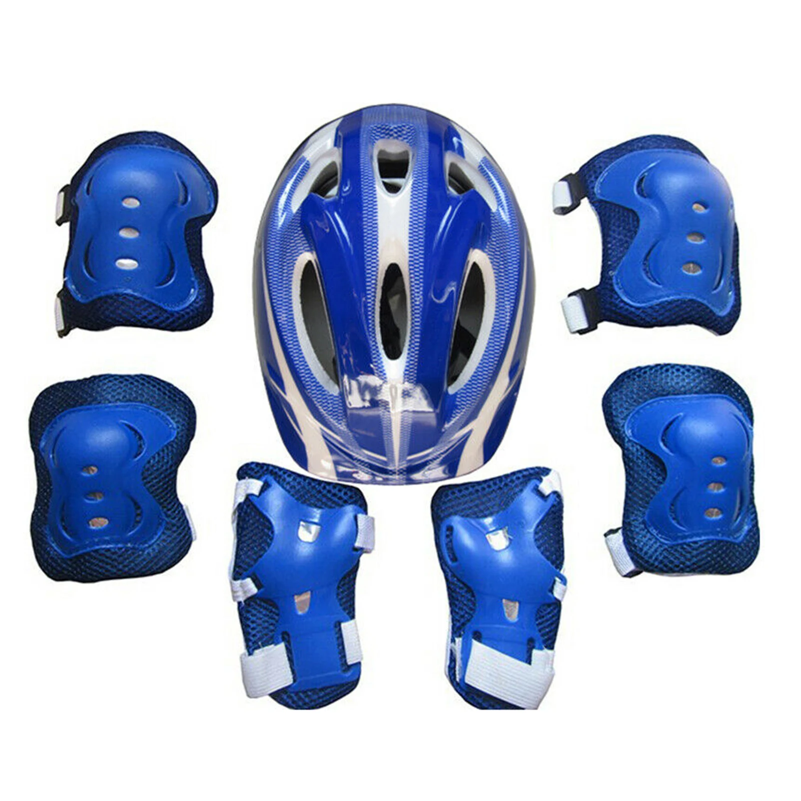 

7pcs Boys Girls Lightweight Elbow Knee Pads Practical Safety Helmet Protective Gear Set Breathable Wrist Guards Skate Cycling