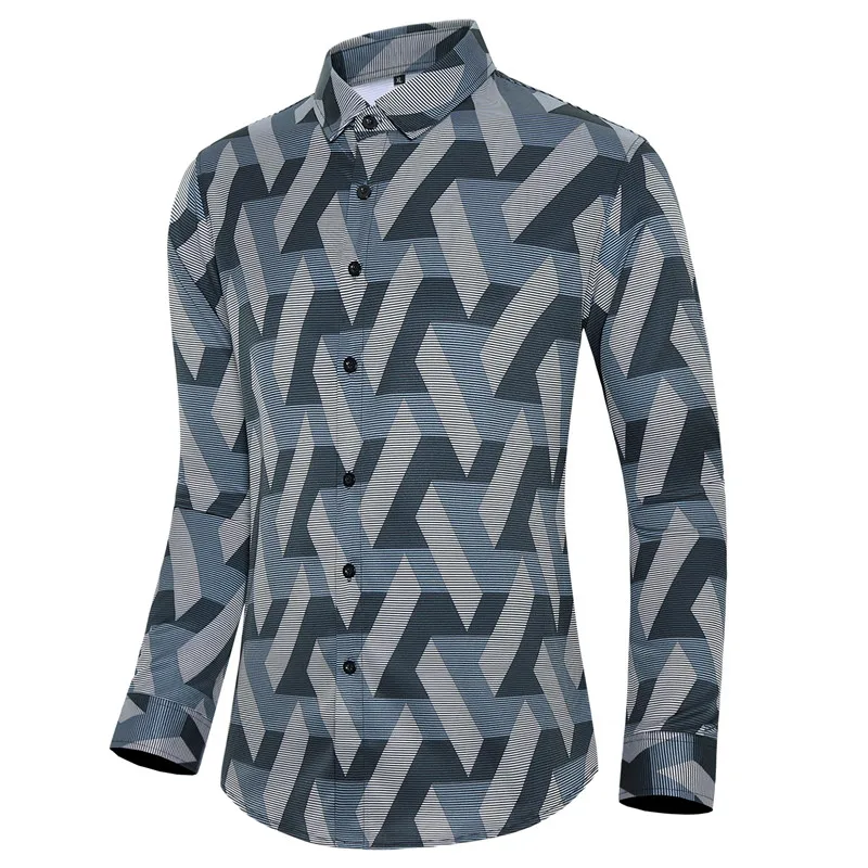 

new fashion Men's standard-fit long-sleeved shirt 2021 Spring and Autumn New Men's printed floral long-sleeved shir