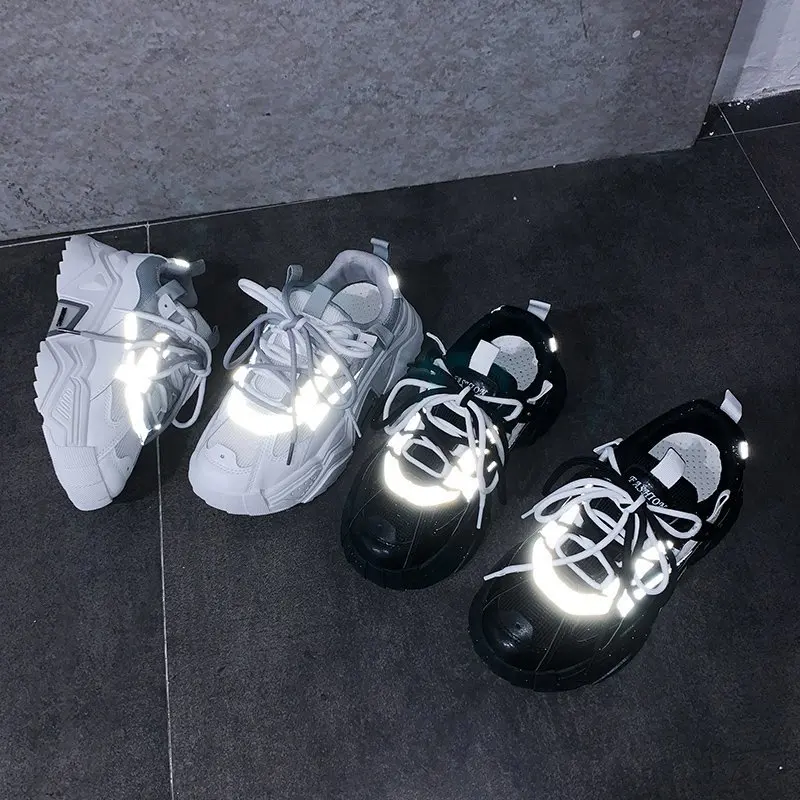 

Women Platform Chunky Sneakers 5cm high lace-up Casual Vulcanize Shoes luxury Designer Old Dad female fashion Sneakers 2020