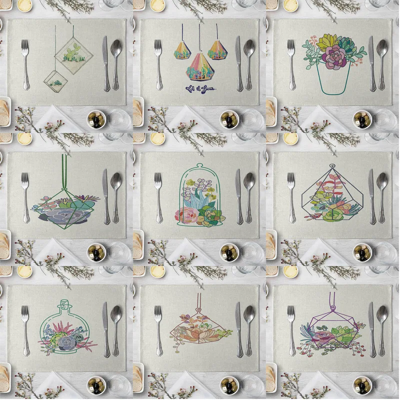 Садовый цветочный узор обеденный Коврики на стол из хлопка и льна подставка под