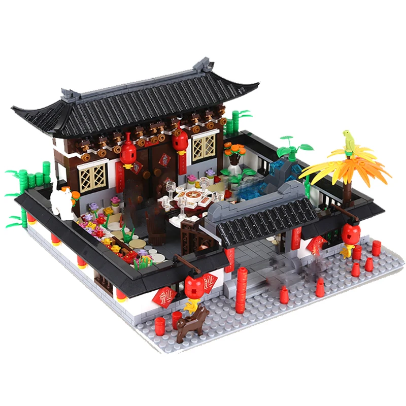 Китайский стиль новый год строительный блок совместимый Весенний фестиваль