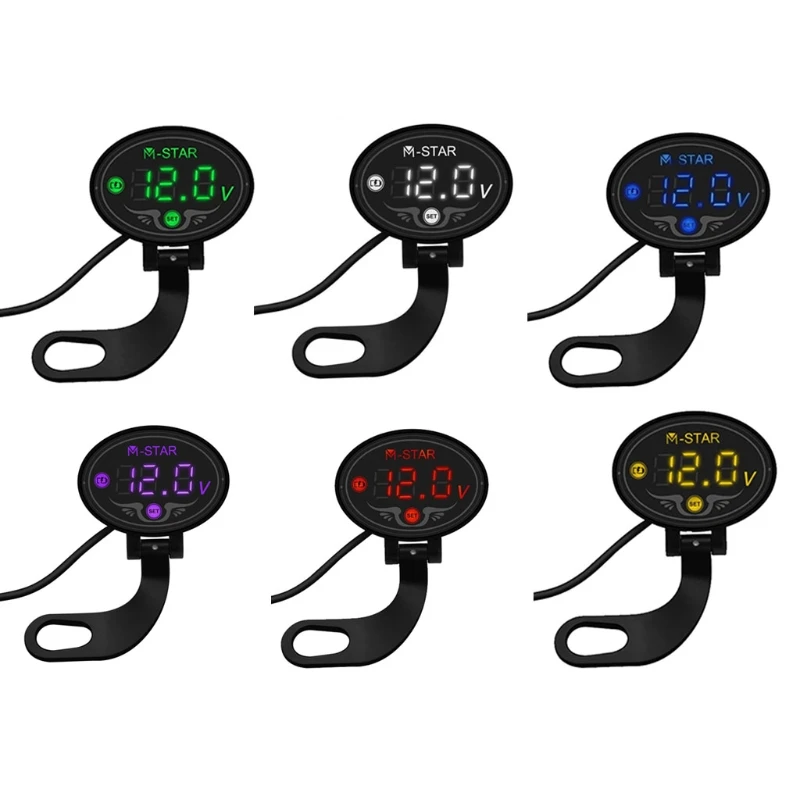 

Motorcycle Voltmeter Ammeter DC 12V/24V LED Dual Digital Display Gauge Monitor Tester Voltage Meter battery fuel Electricity