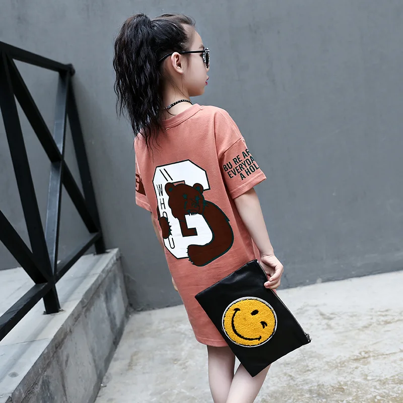 

Girls T-shirts Cartoon Short-sleeve Girls kids Tops Tees Cotton Baby Girls long T-Shirt for Children kids summer Clothes