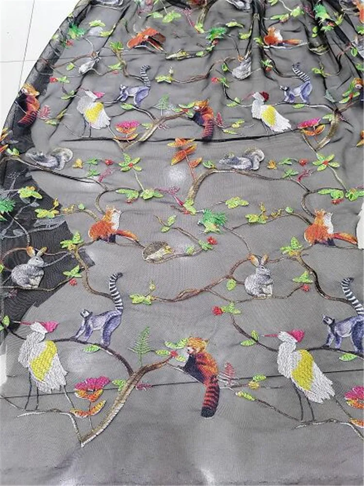 Красивая вышитая животная сетчатая ткань французская сетка Африканское кружево