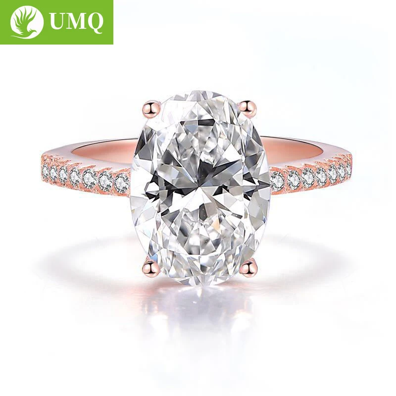 

UMQ Real 925 Sterling Silver Sparking 9ct Oval Cut Created Moissanite Diamond Wedding Engagement Ring Wholesale Women Rings
