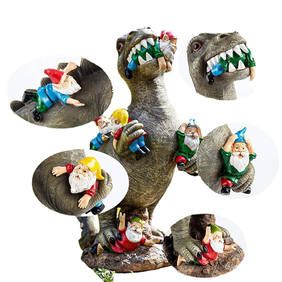 

Garden Statues Funny Creative Dinosaur Eating Gnomes Garden Decorative Sculptures Outdoor Decor Housewarming Garden Gift
