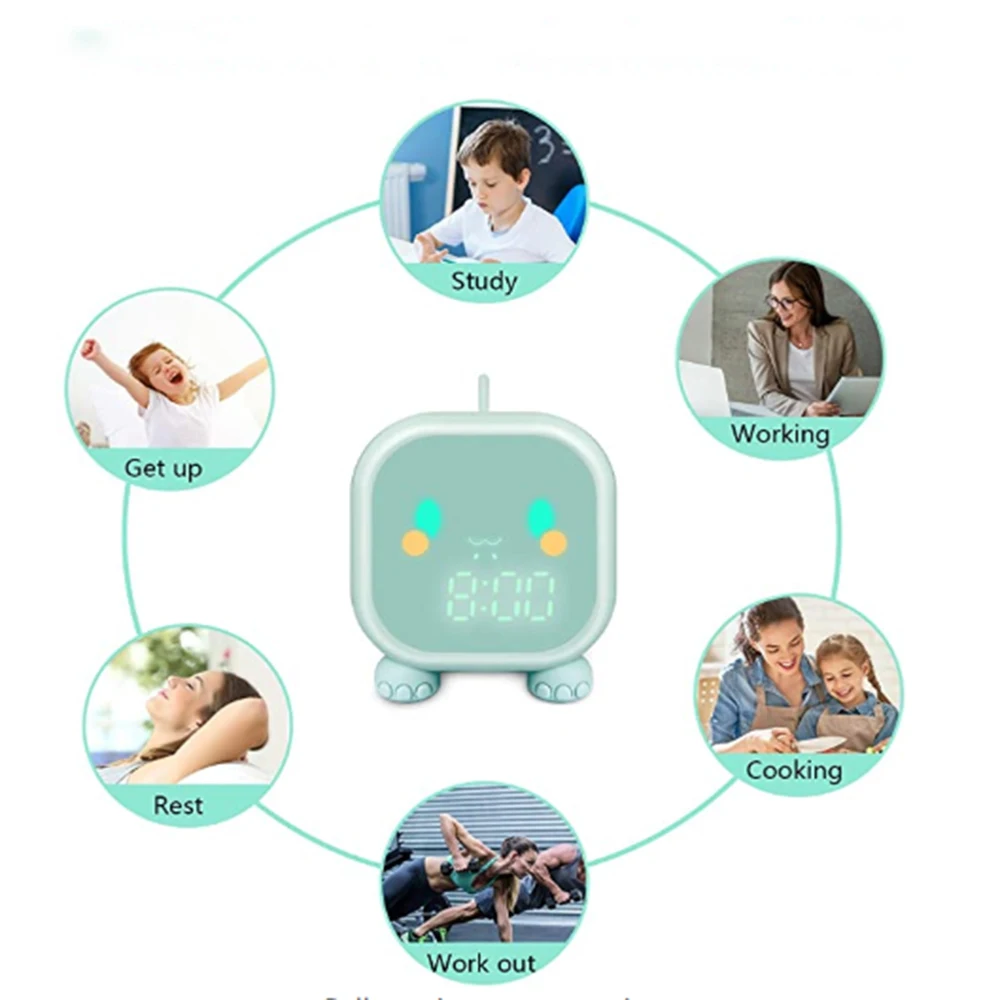 

Led Cartoon Alarm clock voice control Digital voice time, heavy desktop Decoration, with temperature display