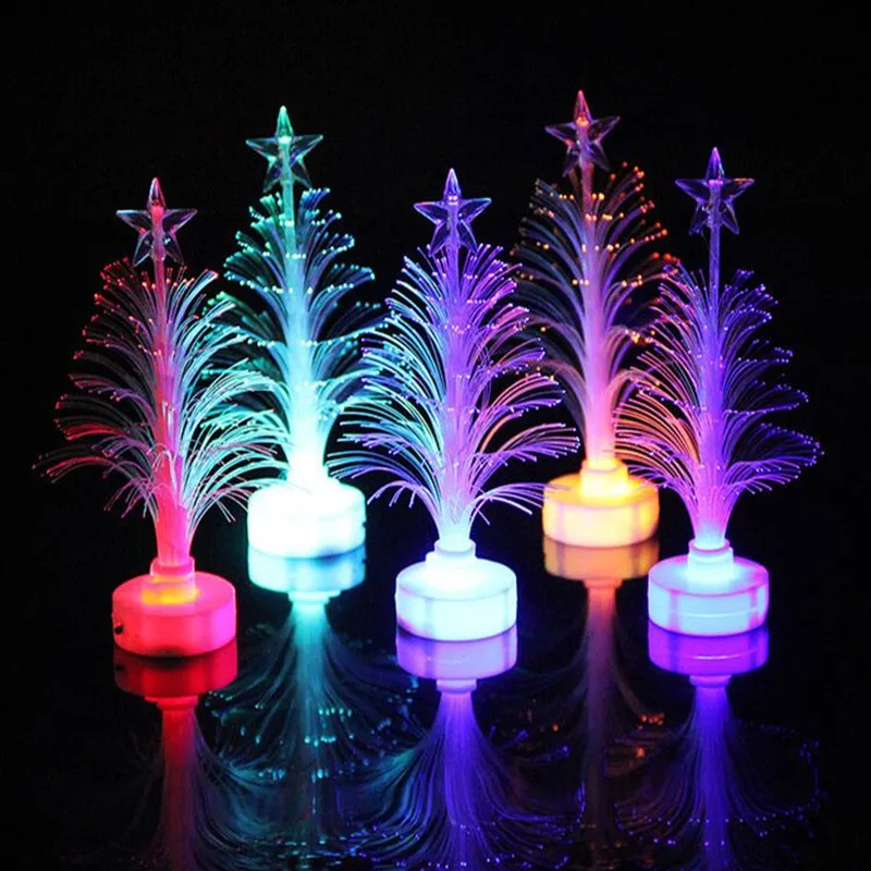 

Colorful LED Flashing Christmas Tree Night Light Electric Fiber Mini Lamp Xmas Gift Home Decor Glow Party Supplies