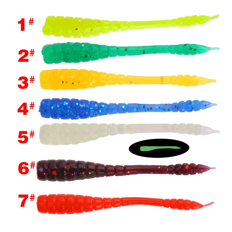 

10 Pcs Soft Bait Fishing Worms Larvae 45mm 0.4g Aritificial Wobblers Swimming Silicone Bass Bait for Jerking Fishing Tackle