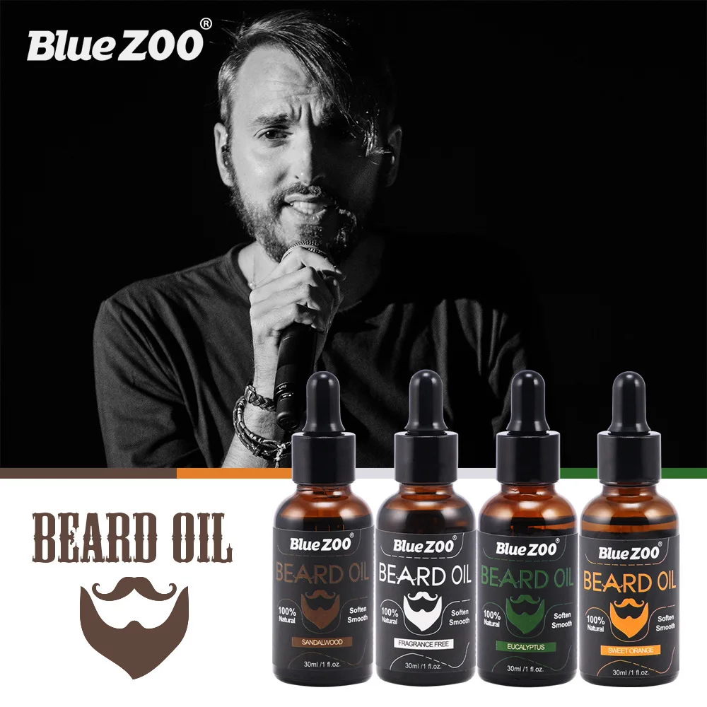 30ml bluezoo Beard Wax Oil Tasteless Sandalwood Orange Eucalyptus 4 Taste Gift for Men Hot Selling | Красота и здоровье